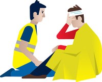 Ersthelfer können Leben retten - zu Hause, im Straßenverkehr und im Betrieb. Doch worauf ist zu achten? Die BG ETEM gibt Tipps für Unternehmen und Beschäftigte. (Illustration: wdv/E. Nohel)